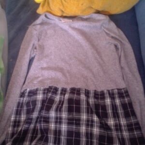 A grey and black striped girls dress